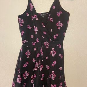 Trixxi Black Dress with Pink Floral Accents
